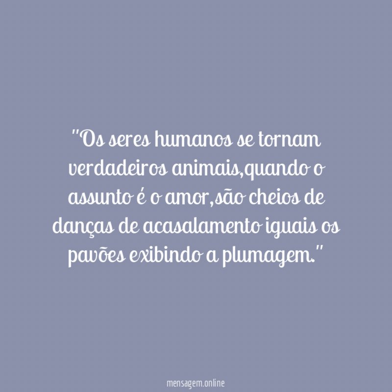 'Os seres humanos se tornam verdadeiros animais