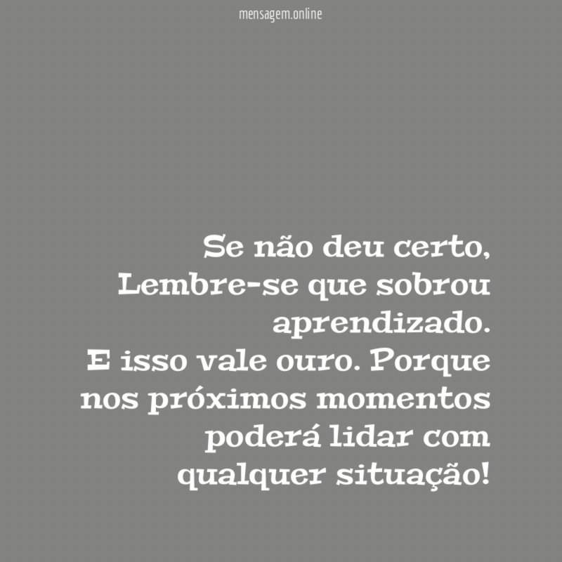 Se não deu certo