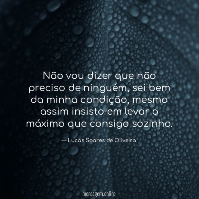 Não vou dizer que não preciso de ninguém