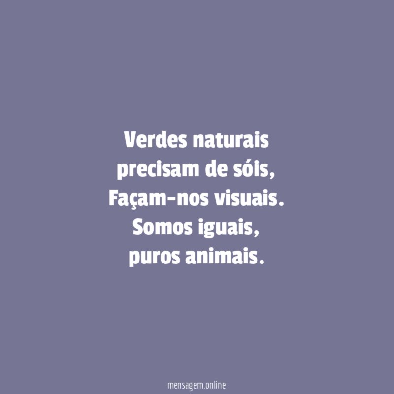Verdes naturais
precisam de sóis,