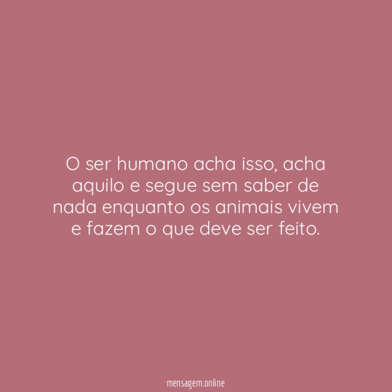O ser humano acha isso