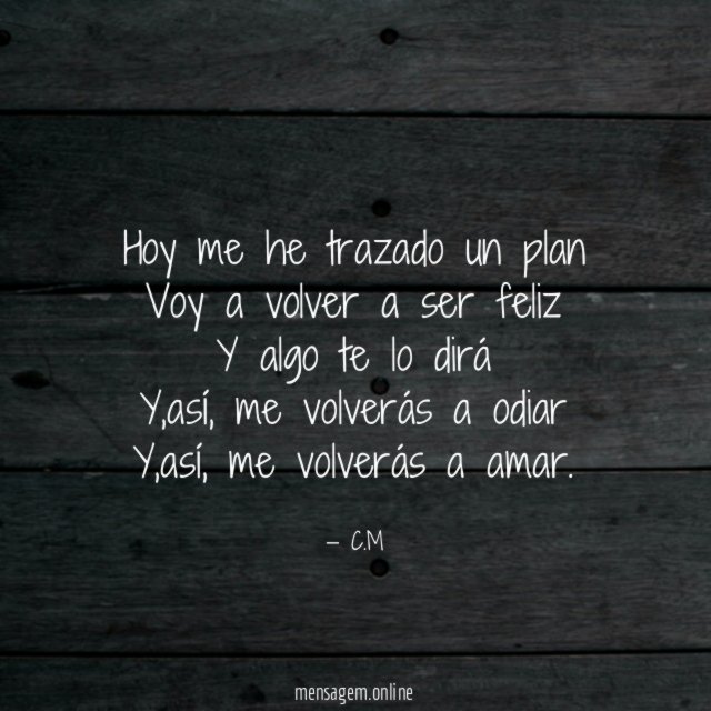 Hoy me he trazado un plan Voy a volver