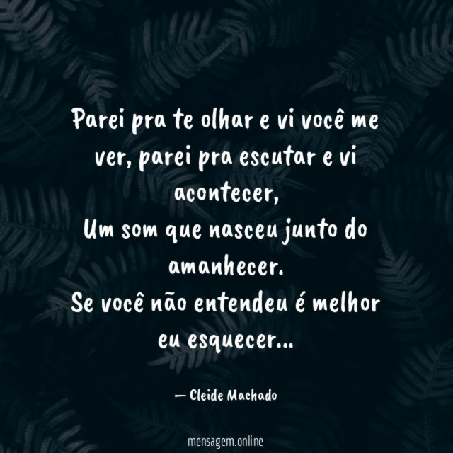 Parei pra te olhar e vi você me ver