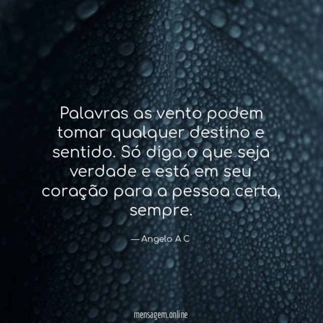 Palavras as vento podem tomar qualquer destino e sentido