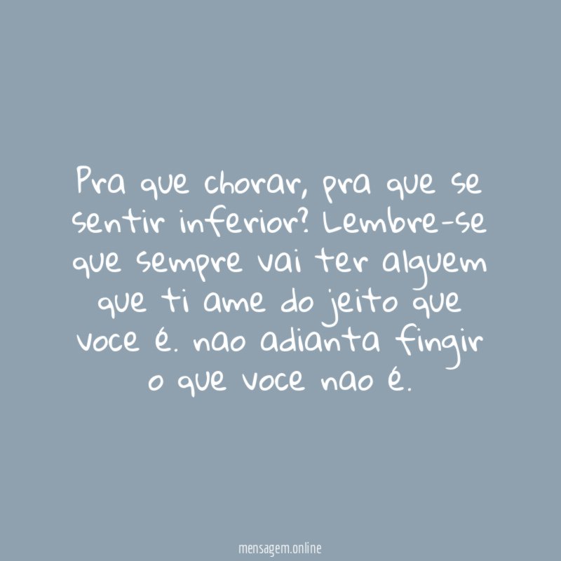 Pra que chorar