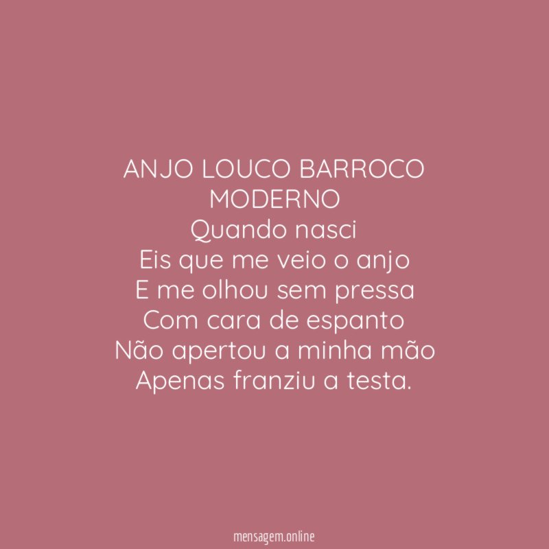 ANJO LOUCO BARROCO MODERNO