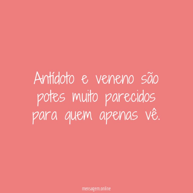 antídoto e veneno são potes muito parecidos para