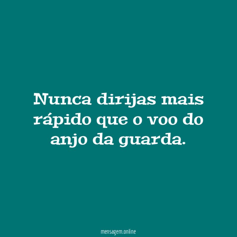Nunca dirijas mais rápido que o voo do anjo da guarda