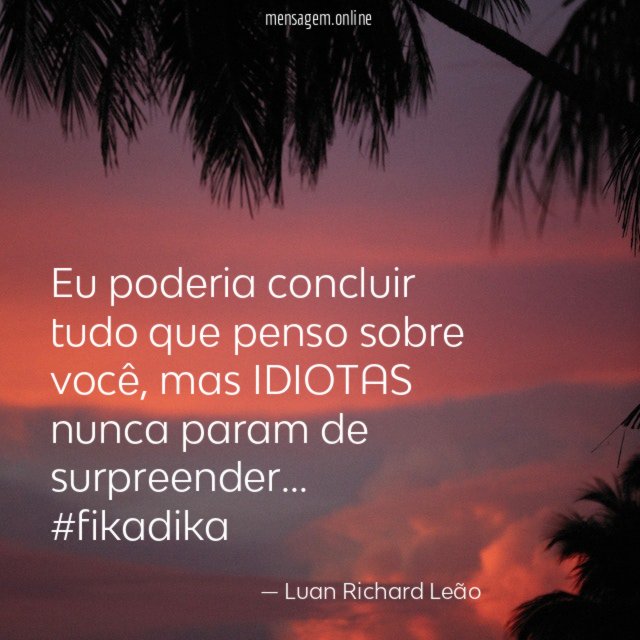 Eu poderia concluir tudo que penso sobre você