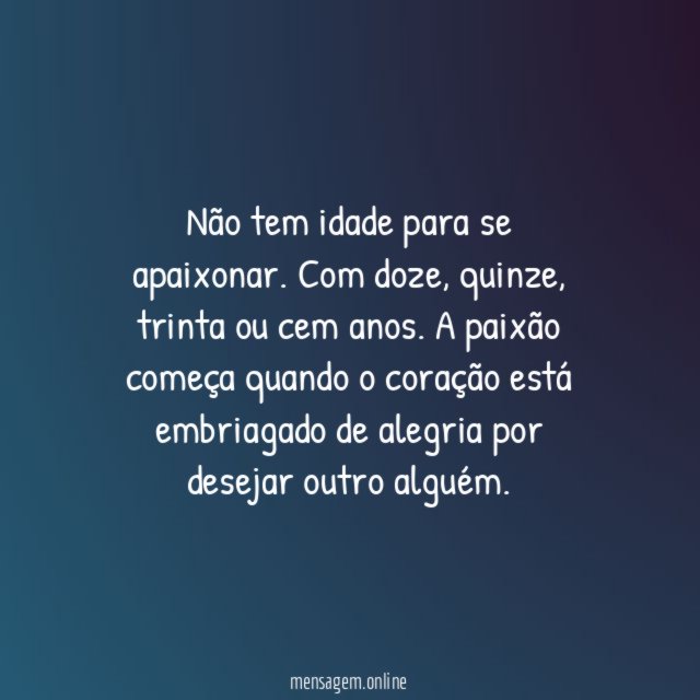 Não tem idade para se apaixonar