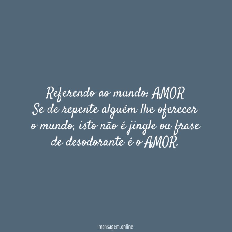 Referendo ao mundo: AMOR