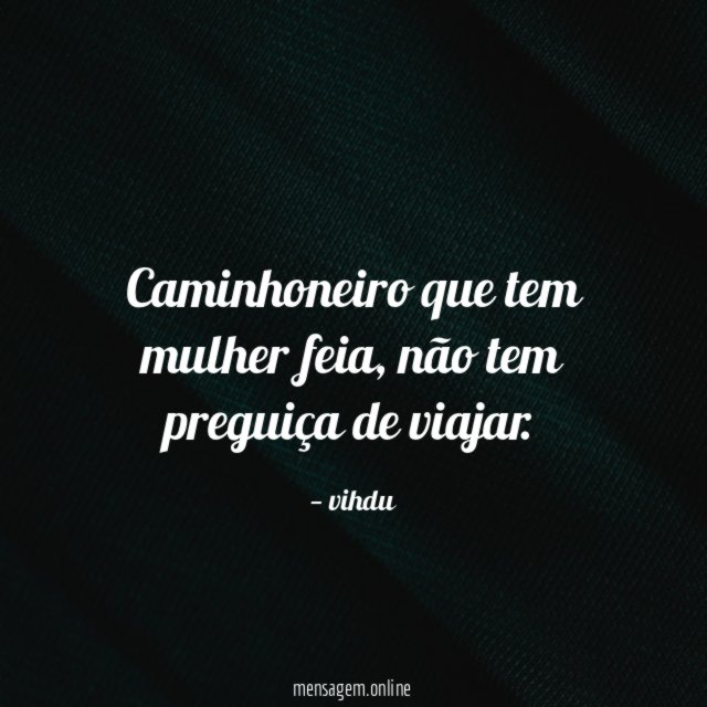 Caminhoneiro que tem mulher feia