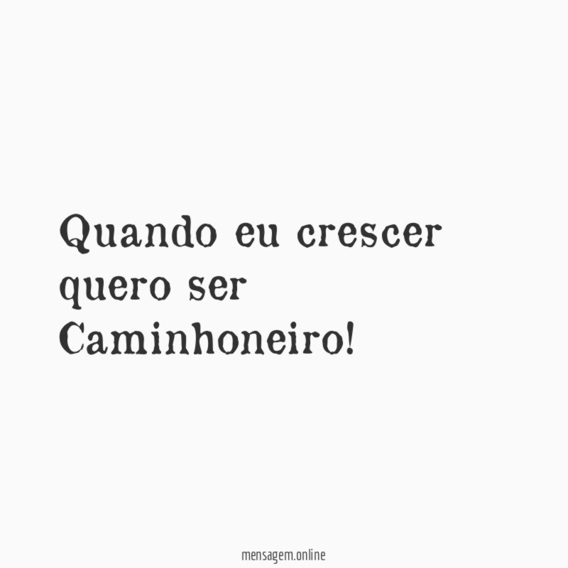Quando eu crescer quero ser Caminhoneiro
