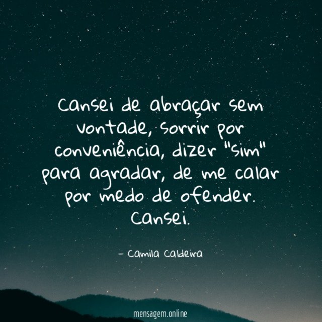 Cansei de abraçar sem vontade