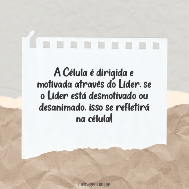A Célula é dirigida e motivada através do Líder