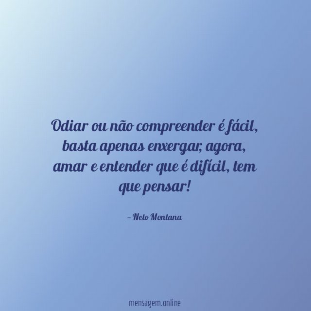 Odiar ou não compreender é fácil