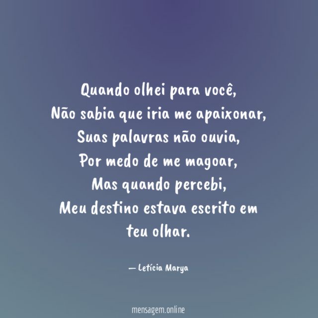 Quando olhei para você
