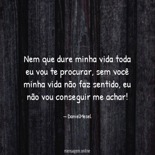 Nem que dure minha vida toda eu vou te procurar