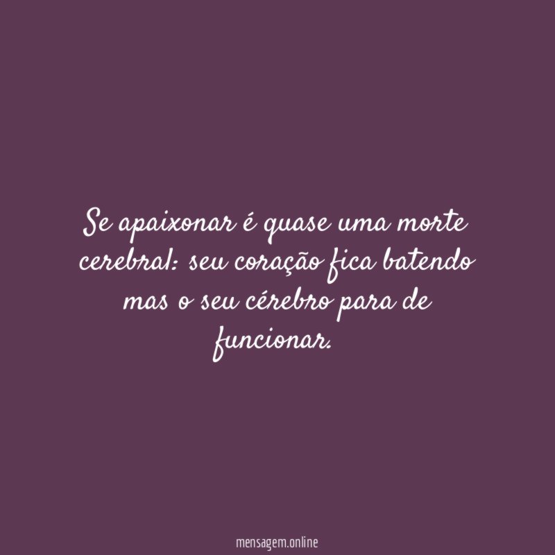 Se apaixonar é quase uma morte cerebral