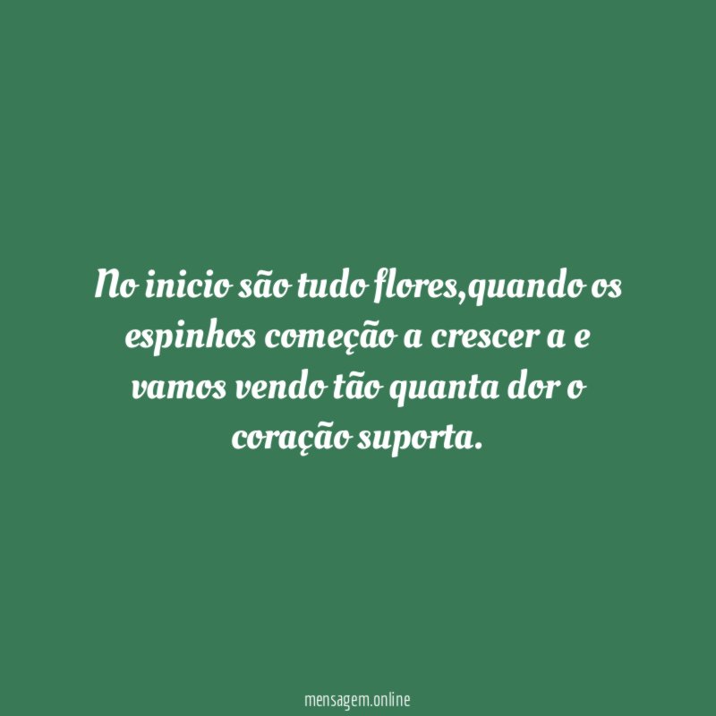 No inicio são tudo flores