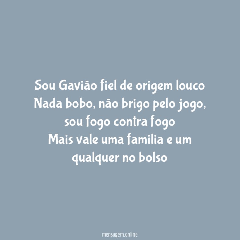 Sou Gavião fiel de origem louco Nada bobo
