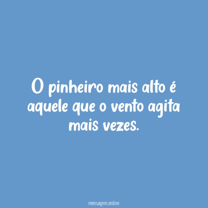 O pinheiro mais alto é aquele que o vento agita mais vezes
