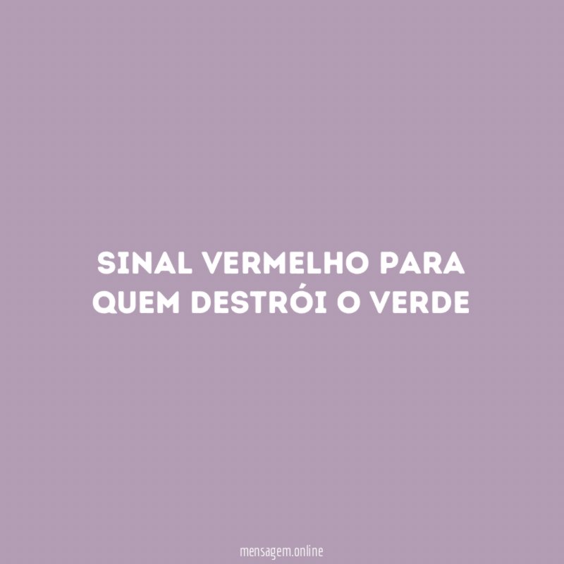 Sinal vermelho para quem destrói o verde"