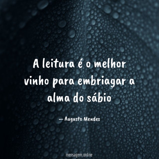 A leitura é o melhor vinho para embriagar a alma do sábio