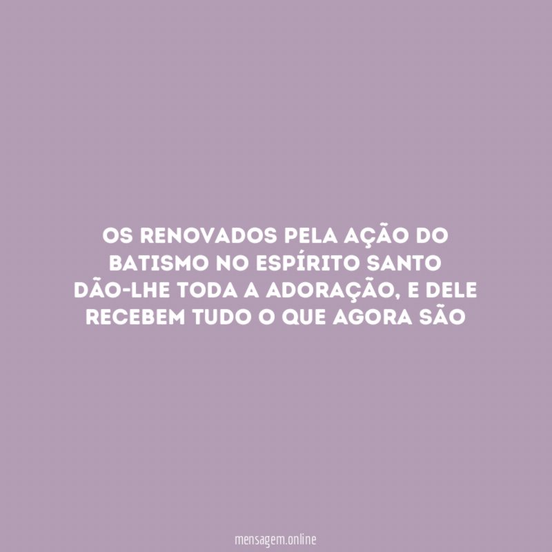 Os renovados pela ação do batismo no Espírito