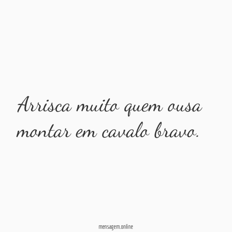 Arrisca muito quem ousa montar em cavalo bravo