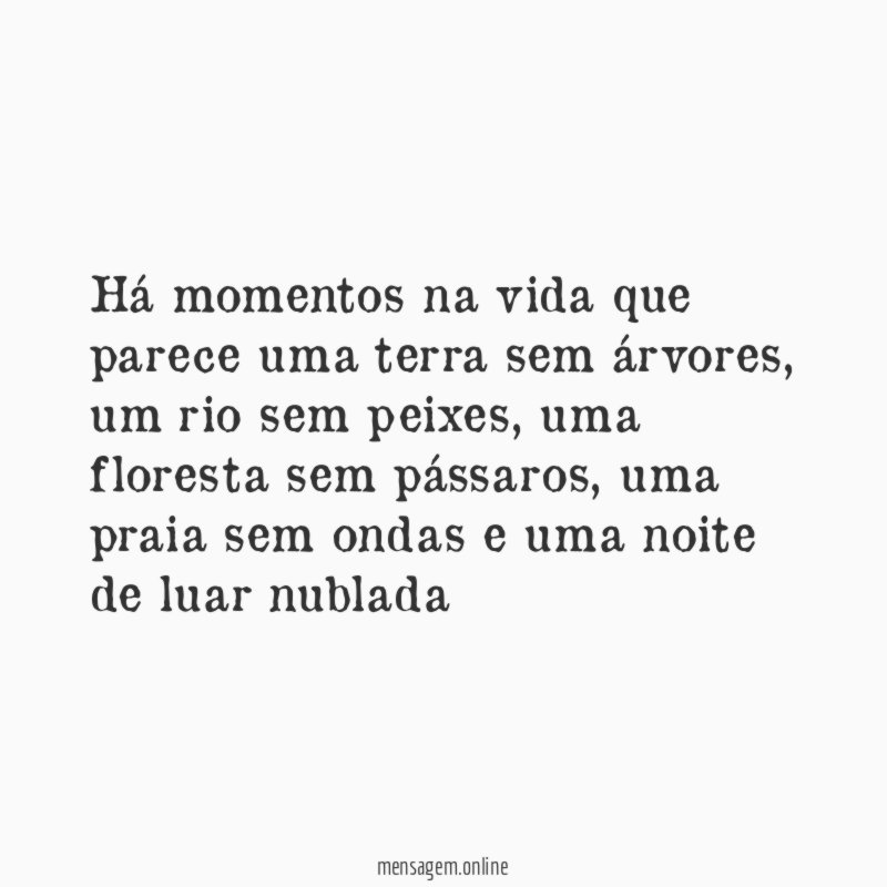 Há momentos na vida que parece uma terra sem árvores