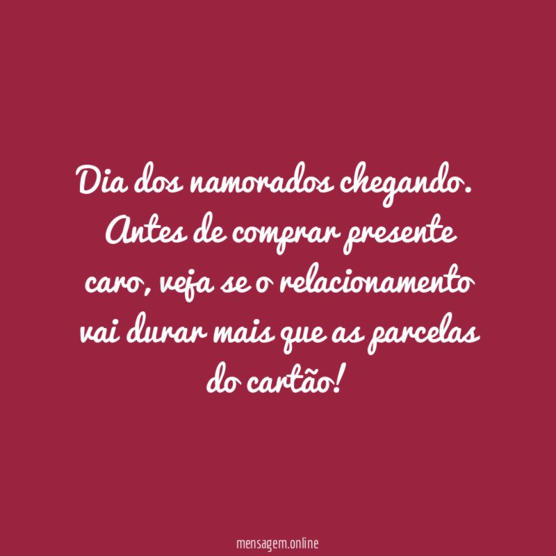 Dia dos namorados chegando
