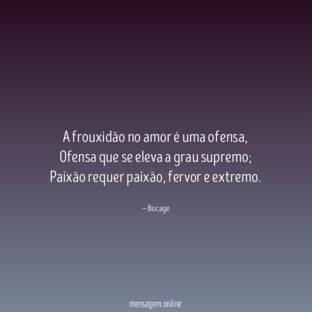 A frouxidão no amor é uma ofensa