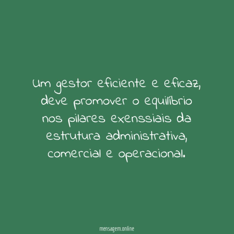 Um gestor eficiente e eficaz