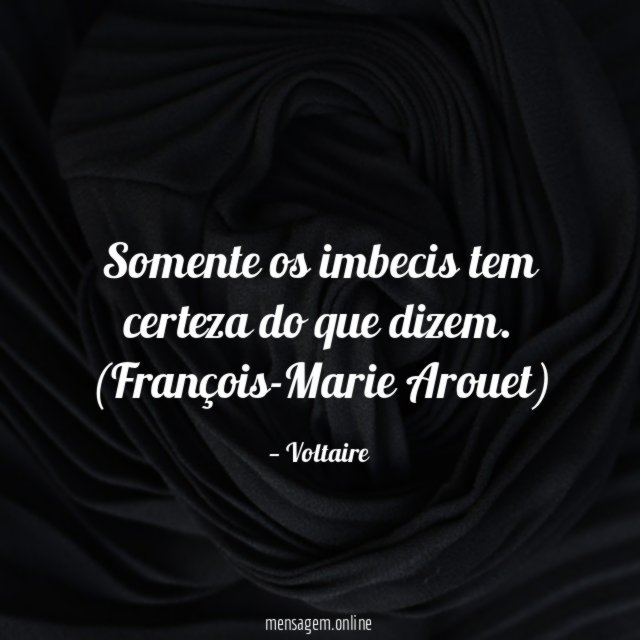 Somente os imbecis tem certeza do que dizem.