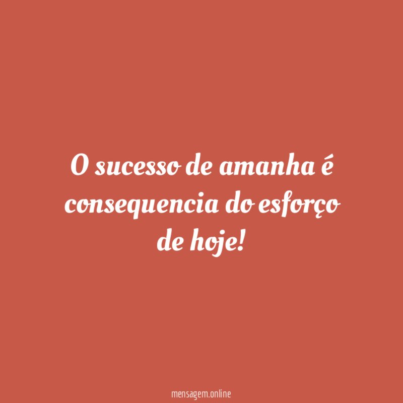 O sucesso de amanha é consequencia do esforço de hoje