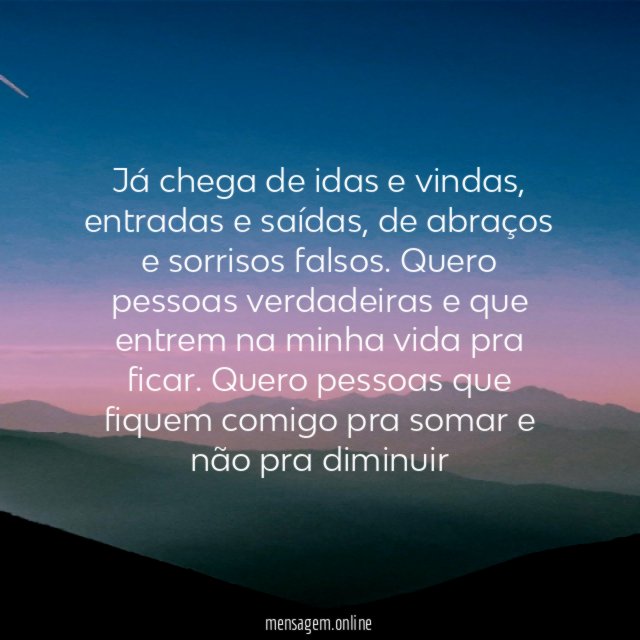 Já chega de idas e vindas
