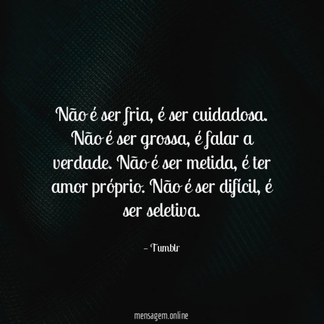 Não é ser fria