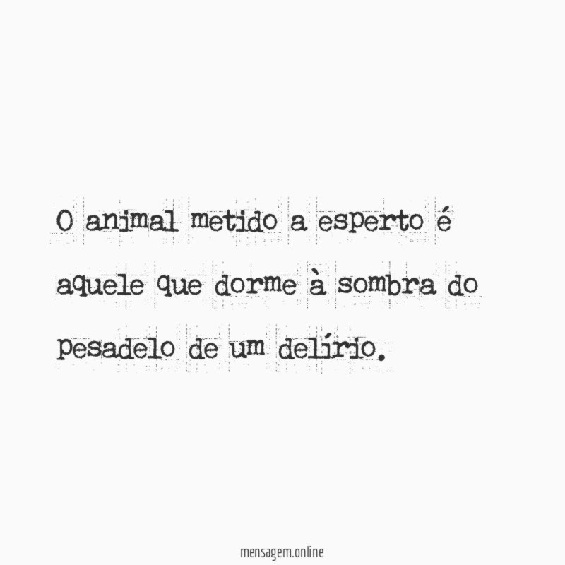O animal metido a esperto é aquele que