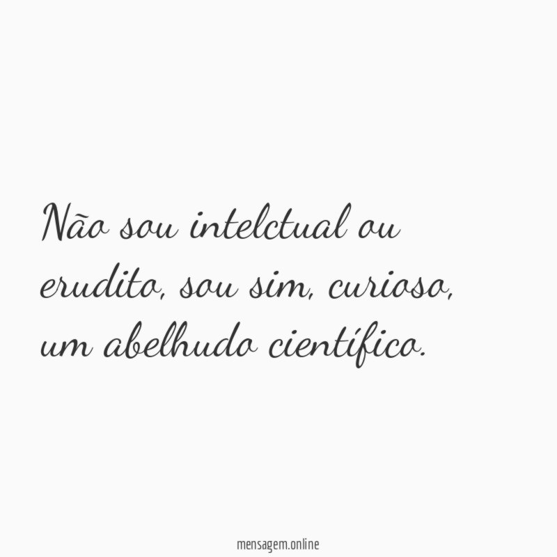 Não sou intelctual ou erudito