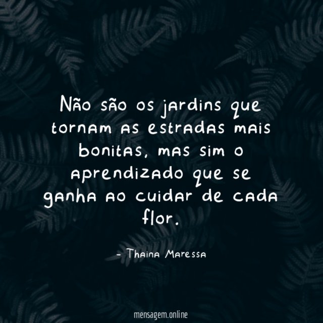 Não são os jardins que tornam as estradas mais bonitas