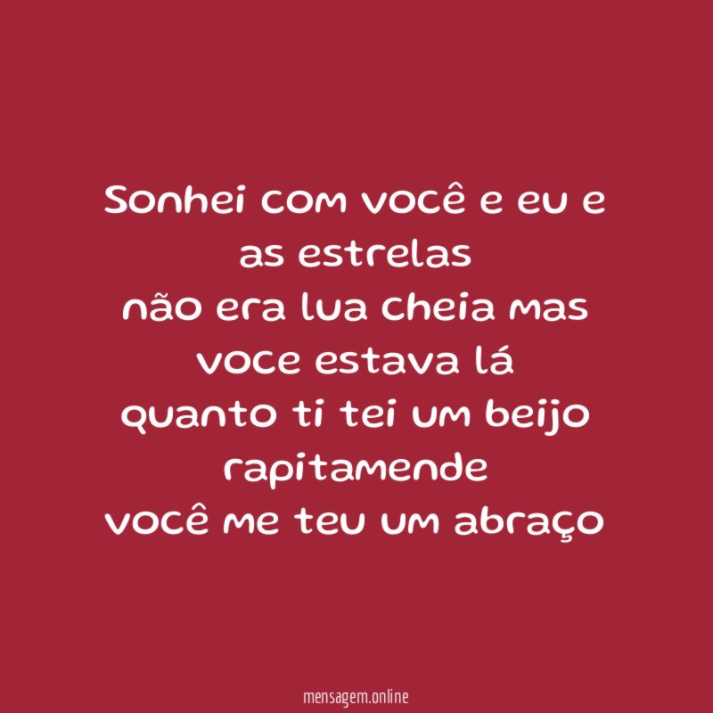 Sonhei com você e eu e as estrelas não