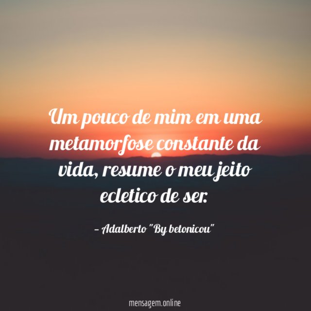 Um pouco de mim em uma metamorfose constante da vida