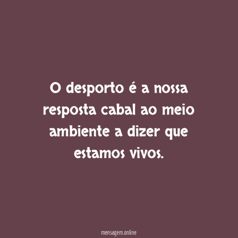 O desporto é a nossa resposta cabal ao