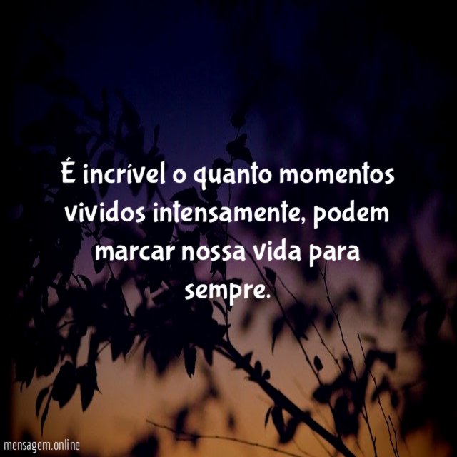 É incrível o quanto momentos vividos intensamente