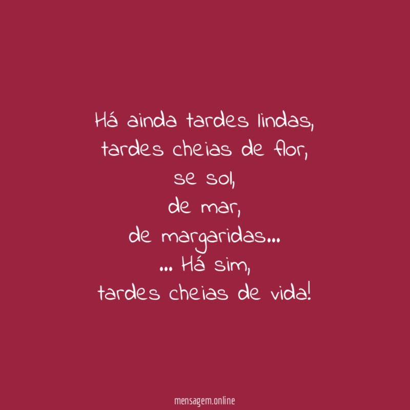Há ainda tardes lindas