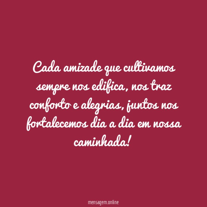 Cada amizade que cultivamos sempre nos edifica