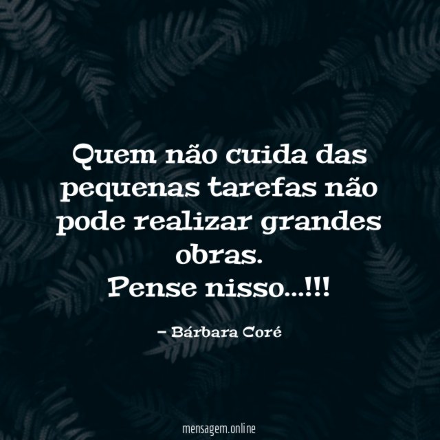 Quem não cuida das pequenas tarefas não pode