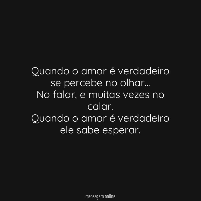 Quando o amor é verdadeiro se percebe no olhar