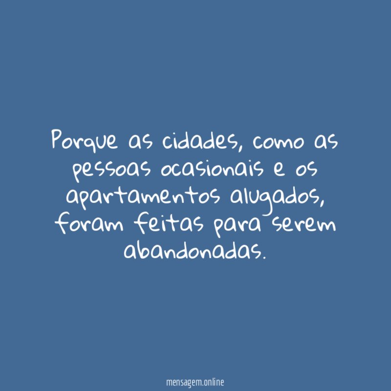 Porque as cidades